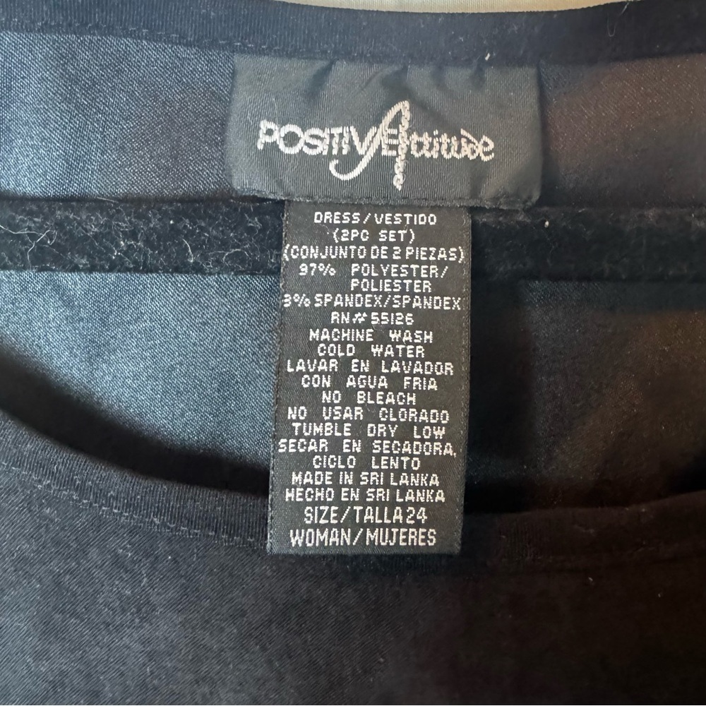 Positive Attitude Black Microsuede Sleeveless Dress Size 24 - Picture 3 of 9